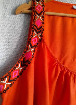 100% вискоза, штапель женская летняя пляжная туника, блуза, майка. вискозная яркая блузка с вышивкой6 фото