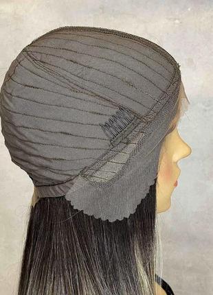 Парик на сетке lace wig пепельный блонд длинный прямой омбре5 фото