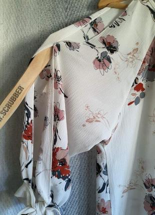 Кремовая женская блуза в цветах. блузка летняя  в мелкий цветок carolina morgan , легкая.6 фото