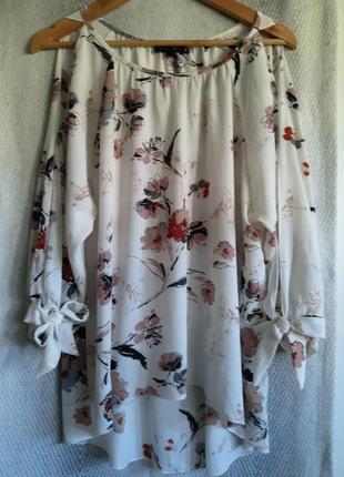 Кремовая женская блуза в цветах. блузка летняя  в мелкий цветок carolina morgan , легкая.10 фото