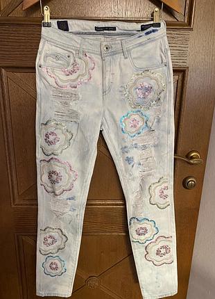 Джинсы salsa с пайетками и потёртостями