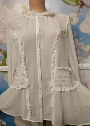 Роскошная шифоновая блуза в викторианском стиле. батал 18 р.4 фото