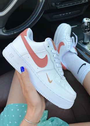 Nike air force 1 mini swoosh женские кроссовки найк в белом цвете8 фото