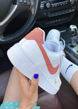 Nike air force 1 mini swoosh женские кроссовки найк в белом цвете3 фото