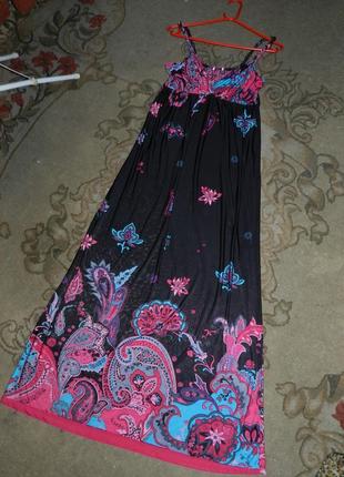 Трикотажное,яркое,длинное-в пол платье-сарафан,бохо1 фото