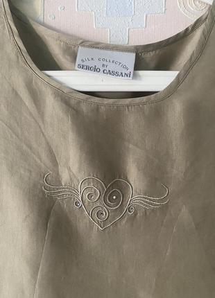 Золотавий шовк з вишивкою, топ silk collection by sergio cassani