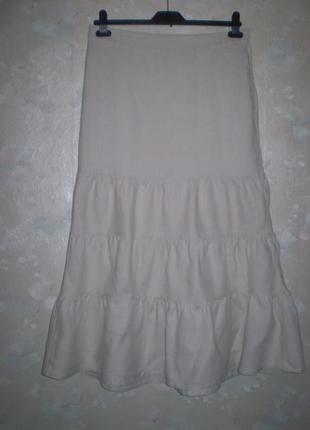 Женская длинная льняная юбка h&amp;m xl 50р. лен2 фото