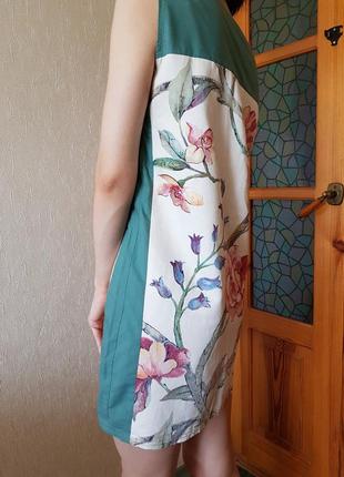 Красивое комбинированное платье из натуральной ткани.5 фото