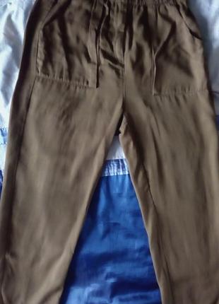 Штани батистові хакі висока посадка