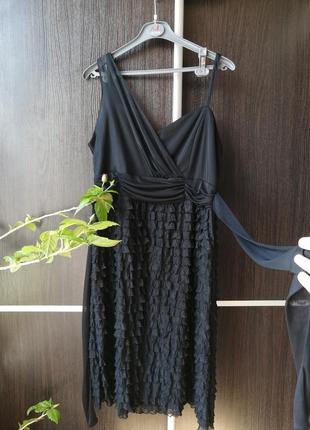 Шикарное,оригинальное чёрное, лёгкое супер платье сукня с поясом. glamorosa