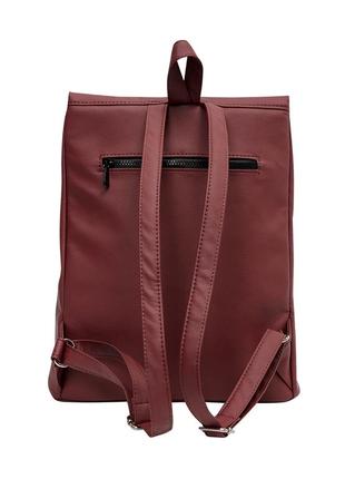 Бордовый брендовый женский  вместительный рюкзак для ноутбука экокожа3 фото