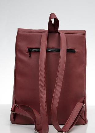 Бордовый брендовый женский  вместительный рюкзак для ноутбука экокожа6 фото