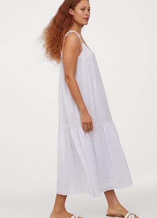 Шикарное летнее белоснежное платье сарафан миди на подкладке бренд h&m
