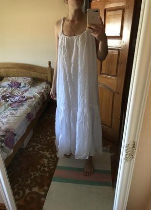 Шикарное летнее белоснежное платье сарафан миди на подкладке бренд h&m6 фото