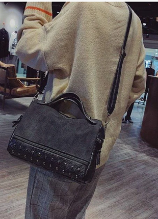 Женская сумка мини, черный клатч, сумка крос боди 2021 красивая, стильная сумка с шипами4 фото