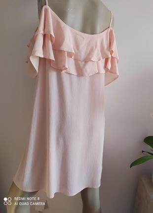 Блуза atmosphere с открытыми плечами и воланами нежного розово-абрикосового цвета размер uk 12/м-l3 фото