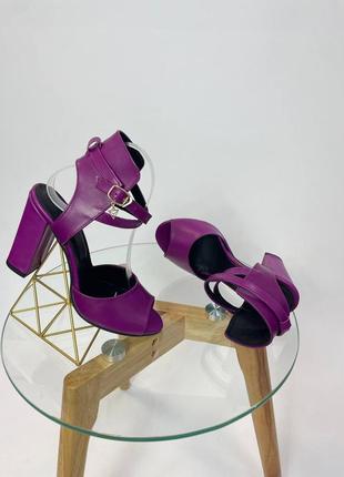 Эксклюзивные босоножки женские натуральная итальянская кожа и замша люкс фиолетовые2 фото