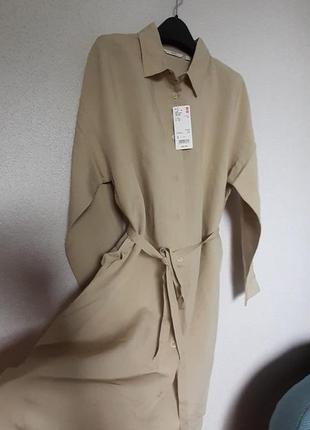 Платье-рубашка шелковый лён от uniqlo япония7 фото