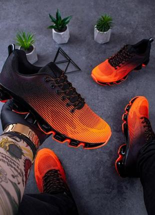 Чоловічі кросівки без бренду чорний з оранжевим, кросівки літні ривал упл демисезон