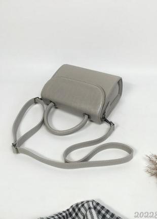 Сіра кроко жіноча сумочка клатч, серая под рептилию женская сумка6 фото