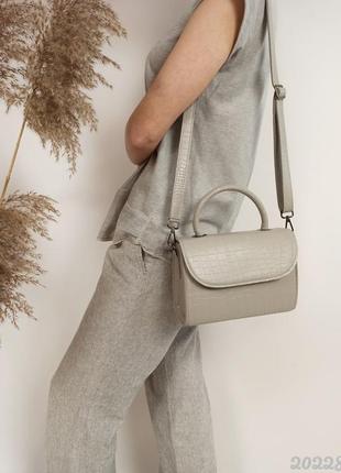 Сіра кроко жіноча сумочка клатч, серая под рептилию женская сумка3 фото