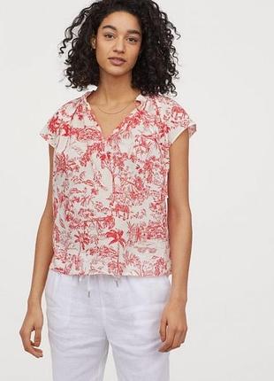 Хлопкова блуза з зав‘язками h&m, розмір с-м🌼