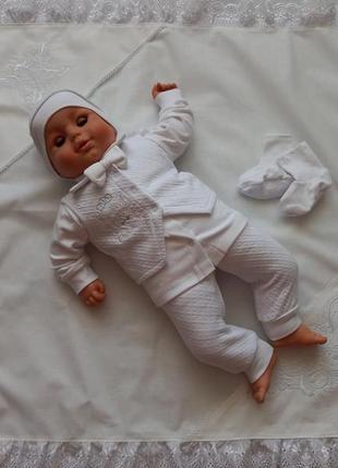 Красивенный нарядный костюм для крещения маленького принца (белый)