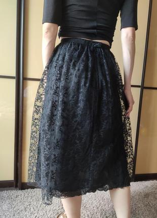 Гепюровая черная юбка в стиле mango9 фото