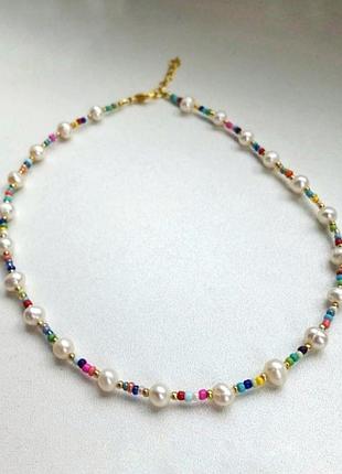 Чокер з бісеру і штучного перлів (ручна робота)