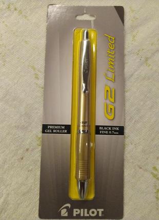 Pilot g2 limited metallic body gel pen 0.7 mm gold body ручка гелевая + два стержня + блокнот5 фото