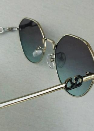 Valentino стильные женские солнцезащитные очки сине серый градиент в черно серой металлической оправе8 фото