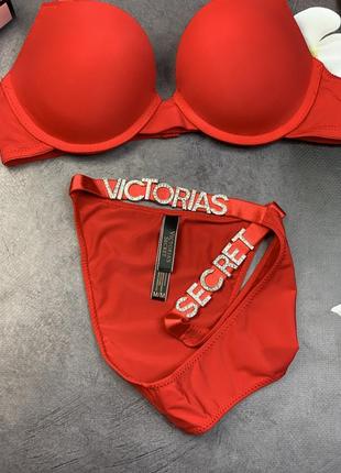 Комплект нижнего белья victoria’s secret буквы, комплект бюстгальтер и трусики, жіноча нижня білизна5 фото