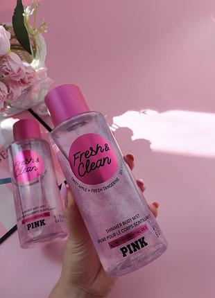 Спрей для тела fresh & clean shimmer victoria's secret виктория сикрет