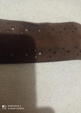 П1. замшевий шкіряний італійський коричневий жіночий пояс ремень пасок шкіра замш4 фото