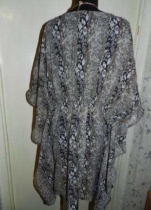 Асимметричная блузка,пляжная туника в анимал-змеиный принт с бисером,большого размера,оверсайз2 фото