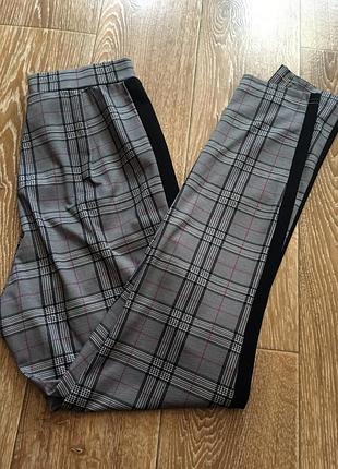 Брюки клетка с лампасами