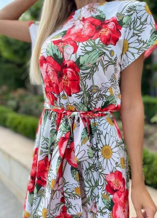 Платье миди приталенное в цветок цветочек цветочный принт3 фото