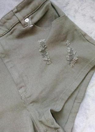 Короткие шорты с потертостями высокая талия7 фото