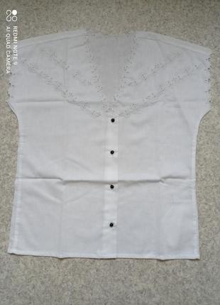 Белая блуза с вышивкой ришелье, винтаж