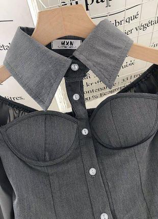 Блузка бюстье с чокером и широким рукавом2 фото