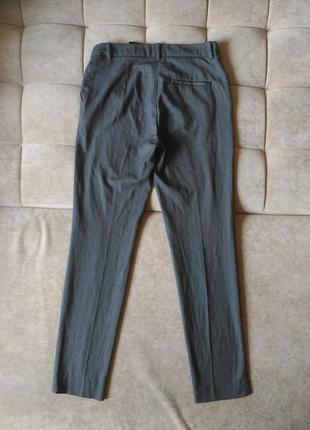 Чоловічі вузькі класичні штани h&m темно-сірі в рубчик, літо, весна розмір 34, xs s2 фото