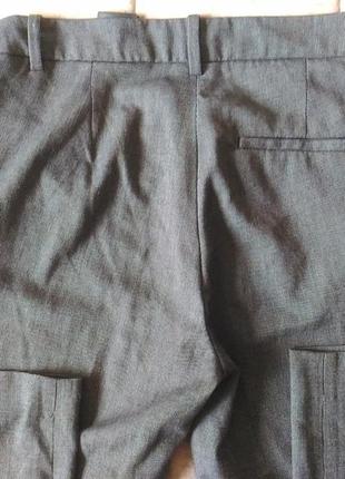 Чоловічі вузькі класичні штани h&m темно-сірі в рубчик, літо, весна розмір 34, xs s4 фото