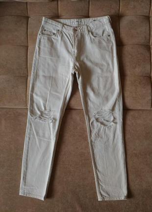 Трендовые белые летние джинсы бойфренды mango высокая талия размер 36