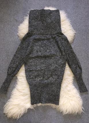 Шерстяное вязаное платье-свитер шерсть мохер горловина объёмная