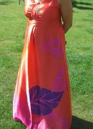 40 платьеелковое нарядное розкошное атласное шикарнейшее королевское коралловое длинное платье в пол1 фото