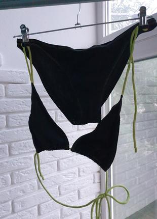 Купальник раздельный шторка плавки лиф шторки черный