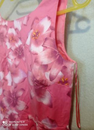 35  хлопковое красивое розовое летнее платье  хлопок oasis с пайетками3 фото