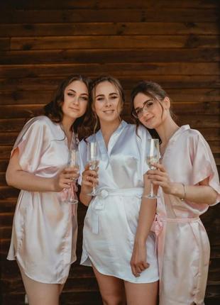 Халаты для подружек невесты, халаты на девичник, фотосессия утро невесты с подружками