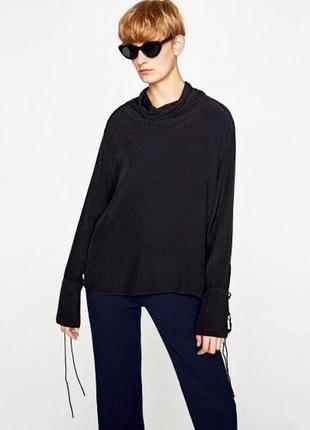 Черная блуза со шнуровкой zara / xl