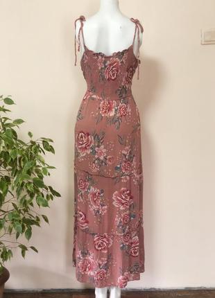 Сарафан в пол, длинный сарафан в цветах, сарафан на бретельках